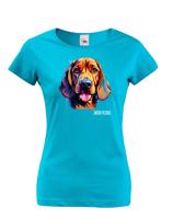 Dámské tričko s potiskem plemene Bloodhound s volitelným jménem