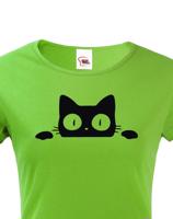 Dámské tričko s vykukující kočkou  - ideální dárek pro milovníky koček