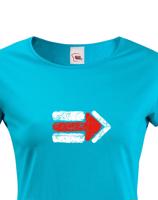 Dámské tričko Turistická šipka - červená - ideální turistické tričko