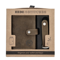 Dárková sada pro muže kožená peněženka a klíčenka Hide & Stitches Idaho  - olivová