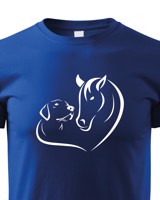 Dětské tričko pro milovníky zvířat - Srdce koně a psa - skvělý dárek