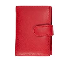 HL Kožená dámská malá peněženka na karty s RFID ochranou a vysouvacím patentem na karty - červená