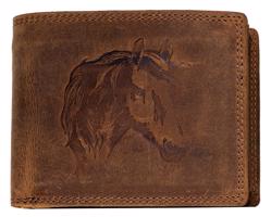 HL Luxusní kožená peněženka s hlavou koně - hnědá