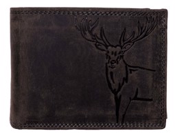 HL Luxusní kožená peněženka s jelenem - černá