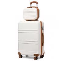 Kono cestovní kufr na kolečkách s kosmetickým kufříkem ABS - 8L/49L - béžovo hnědý