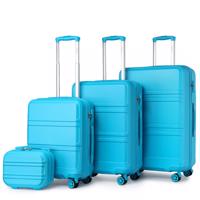 KONO Set 4 cestovních kufrů s horizontálním designem - ABS - modrá  - 10L/44L/66L/96L