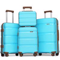 KONO Set 4 kufrů z polypropylenu - 15L, 44L, 77L, 111L - modro hnědý