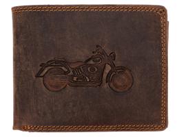 Kožená peněženka Wild s motorkou - hnědá