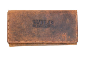 Kožená unisex velká peněženka WILD By Loranzo - hnědá