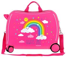 Movom Dětský kufřík na kolečkách - odražedlo - RAINBOW ALWAYS SMILE - 34L