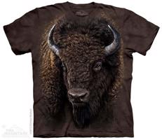 Pánské batikované triko The Mountain - Americký bizon - hnědé Velikost: M