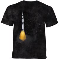 Pánské batikované triko The Mountain - APOLLO SKETCH - vesmír -  černé Velikost: S