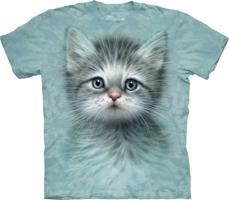 Pánské batikované triko The Mountain - Blue Eyed Kitten - světle modré Velikost: L