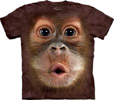 Pánské batikované triko The Mountain - Dítě Orangutan - hnědé Velikost: L
