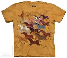 Pánské batikované triko The Mountain - Domorodé umění - hlinené Velikost: S
