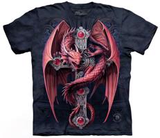 Pánské batikované triko The Mountain - Gotický Ochránce - černé Velikost: S