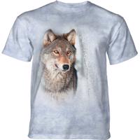 Pánské batikované triko The Mountain - GREY WOLF IN THE BIRCHES - vlci - modrá Velikost: M