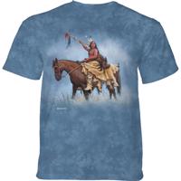 Pánské batikované triko The Mountain - Indián na koni - modré Velikost: S
