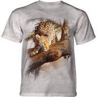 Pánské batikované triko The Mountain - Leopard na stromě - šedé Velikost: M