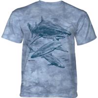 Pánské batikované triko The Mountain - MONOTONE SHARKS - modrá Velikost: S