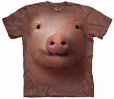 Pánské batikované triko The Mountain - Pig Face - hnědé Velikost: 5XL