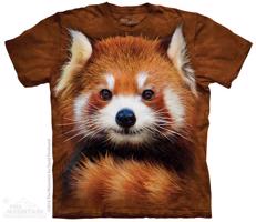 Pánské batikované triko The Mountain - Red Panda Portrait - hnědé Velikost: M
