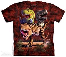 Pánské batikované triko The Mountain - Rex Collage - červené Velikost: M