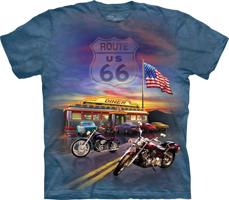 Pánské batikované triko The Mountain - Route 66 - modré Velikost: XL