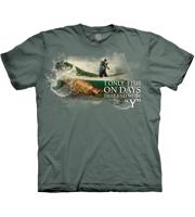 Pánské batikované triko The Mountain - Rybařím každý den - zelené Velikost: 4XL