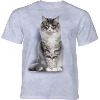 Pánské batikované triko The Mountain - Sedící kočka - modré Velikost: XL