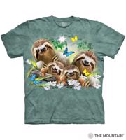Pánské batikované triko The Mountain - Sloth Family Selfie - zelené Velikost: XXL