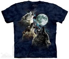 Pánské batikované triko The Mountain - Three Wolf Moon In Blue - modré Velikost: M