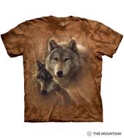 Pánské batikované triko The Mountain - Vlci v lese Velikost: XXL