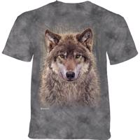 Pánské batikované triko The Mountain - Vlk v lese - šedé Velikost: M