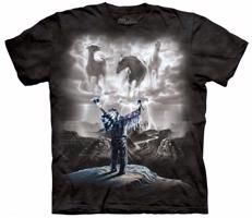 Pánské batikované triko The Mountain - Vyvolávání bouře - černé Velikost: XL