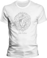Pánské bílé tričko Žižka - Lev šedý