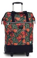 PUNTA nákupní taška na kolečkách s výsuvnou rukojetí - 40L - květinová zeleno - červená