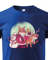 Roztomilé vánoční dětské tričko s potiskem Lišky - skvělé vánoční tričko