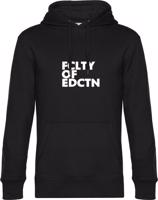 Unisex čierna mikina s kapucňou UK - FCLTY OF EDCTN