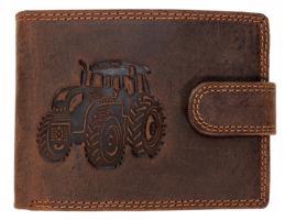 WILD Kožená peněženka s přeskou Traktor - hnědá
