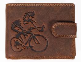 WILD Luxusní pánská peněženka s cyklistou - hnědá