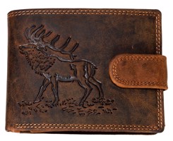 WILD Luxusní pánská peněženka s přezkou Jelen - hnědá