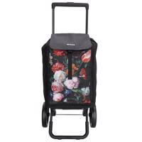 Beagles Shop & Go nákupní taška na kolečkách Flower - černá 21551