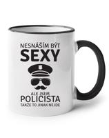 Bílý keramický hrnek s potiskem sexy policista