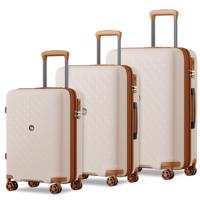 Cestovní sada tří kufrů z polypropylenu 41/76/114 L KONO - béžovo-hnědá