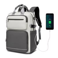 Cestovní voděodolný batoh na notebook 15,6" Kono - šedo-béžový - 19 L