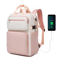 Cestovný vodeodolný batoh na notebook 15,6" Kono - růžovo-béžový - 19 L