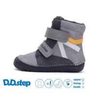 D.D.STEP W073-52306 Šedá Dětské zimní zateplené barefoot boty - 25