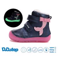 D.D.STEP W073-52684 Tmavě Modrá Dětské zimní zateplené barefoot boty - 24