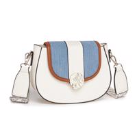 Dámská crossbody kabelka s manšestrovou klopou Miss Lulu - modrá a béžová